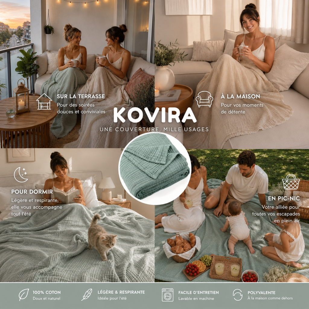 La Couverture 100% Mousseline de Coton