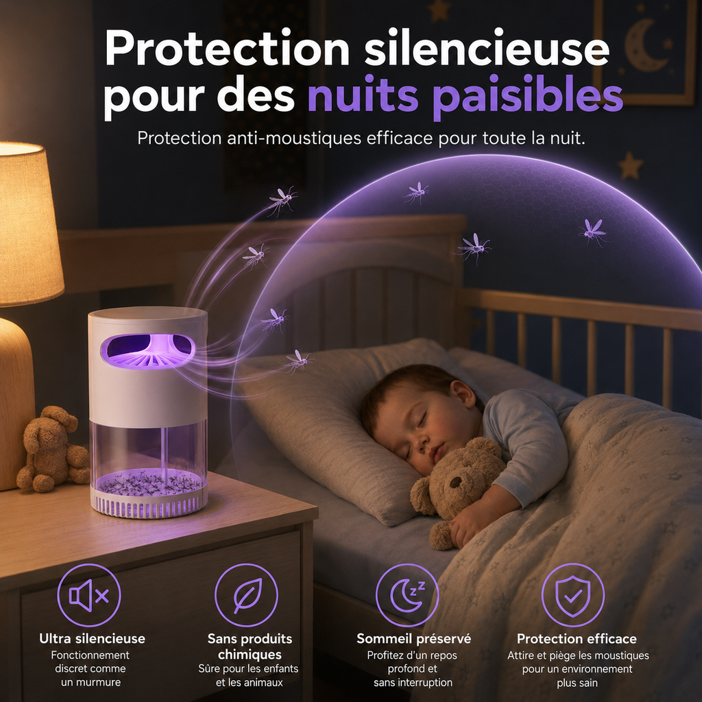 Lampe anti-moustiques silencieuse
